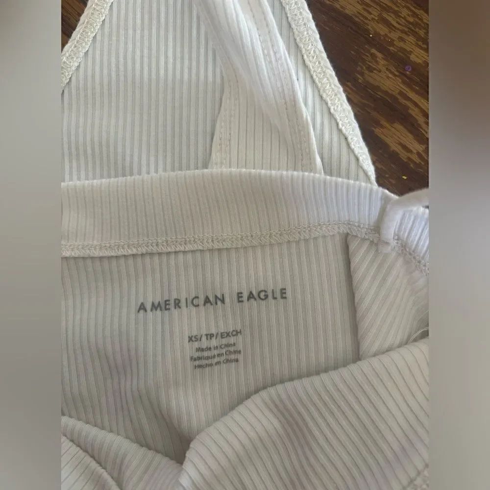 American Eagle Ribbed Spaghetti Strap Bodysuit Size XS Off White - Picture 3 of 7